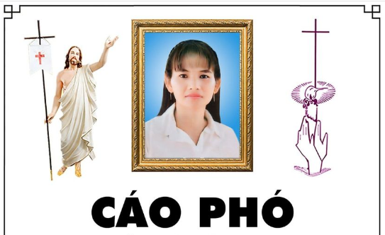 Bà Maria Võ Thị Tuyết 37 tuổi, Giáo họ Bàu Chim, Qua đời 16.03.2024, Thánh lễ an táng 4h30 thứ hai 18.03.2024