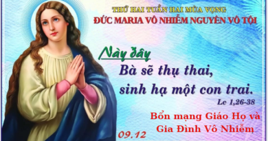 Mừng Kính Trọng Thể Lễ Đức Mẹ Vô Nhiễm Nguyên Tội 08/12/2025 Bổn mạng Giáo Họ Vô Nhiễm và Gia Đình Vô Nhiễm