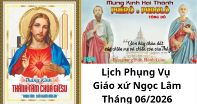 LỊCH PHỤNG VỤ GIÁO XỨ THÁNG 06/2026