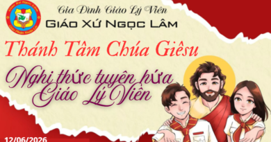 Mừng Kính Trọng Thể Lễ Thánh Tâm Chúa Giêsu Xin Ơn Thánh Hóa Linh Mục 12/06/2026 Nghi Thức Tuyên Hứa Giáo Lý Viên vào lúc 17h30