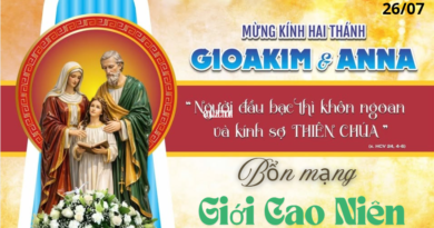 Mừng Kính hai Thánh Gioakim và Anna 26/07/2026 Bổn mạng Giới Cao Niên