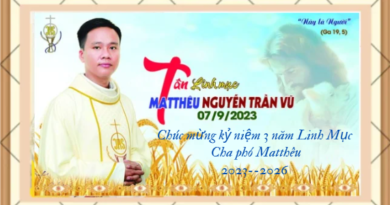 Chúc Mừng Bổn mạng và Kỷ Niệm Tạ ơn 3 năm Linh Mục Cha phó Matthêu Nguyễn Trần Vũ 07.09.2023–07.09.2026