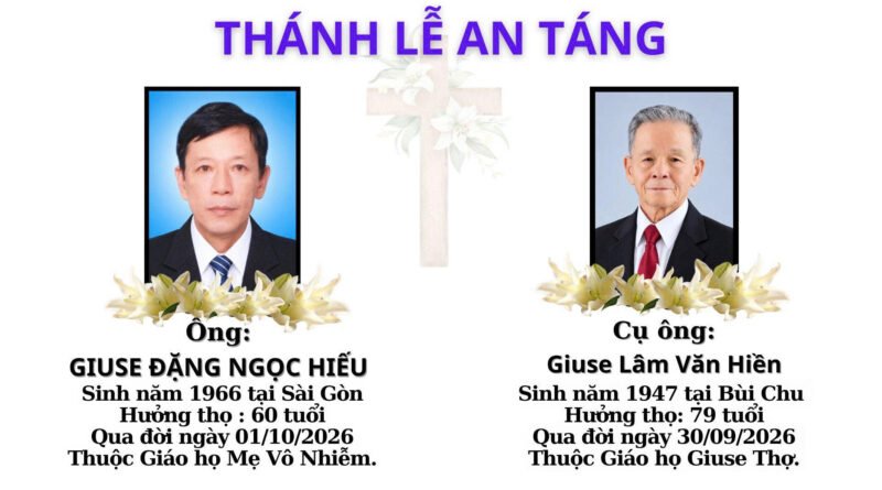 Ông Giuse Đặng Ngọc Hiếu 66 tuổi Giáo họ Vô Nhiễm và Cụ Ông Giuse Lâm văn Hiền 79 tuổi Giáo họ Giuse Thợ